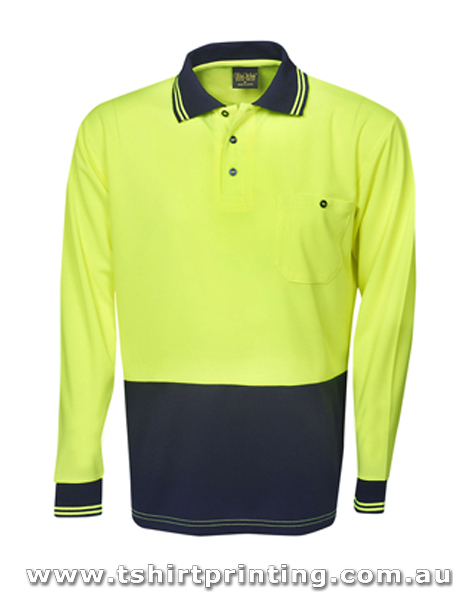 W178P Blue Whale Hi Vis Light Weight Cooldry Polo  L/S